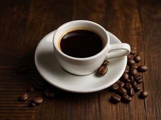 Aromatic Coffee Beans Beside a Steaming Cup of Coffee