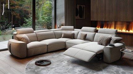 Reclining Sofa Cozy Corner: A 3D visualization of a cozy corner featuring a reclining sofa