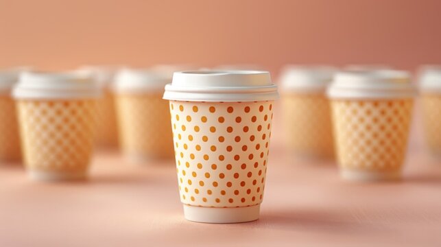 A series of mockup coffee cup images seamlessly integrate into marketing materials, enhancing brand identity with visual appeal.