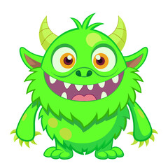 Green furry monster cartoon character
