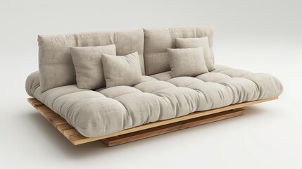 Fototapeta na wymiar Sofa Bed Multi-functionality: A 3D illustration highlighting the multi-functionality of a sofa bed