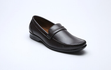 dark brown loafers shoes isolated on white background