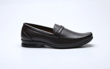 dark brown loafers shoes isolated on white background
