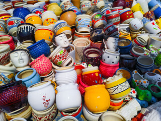 Worlds Largest Traditional Handcrafted Ceramic Shop or Stall or Market place. Vibrant Colorful...
