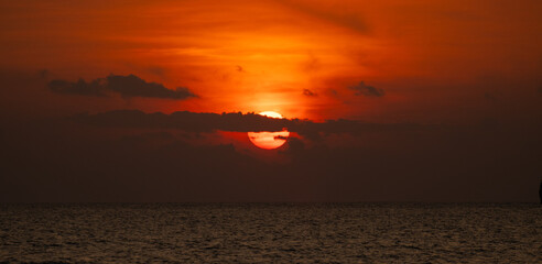 Sunset Beach Ocean of Thailand silhouette orange twilight