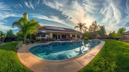 Fototapeta premium Solar energy development project, innovation, energy saving home innovation Using solar panels to produce renewable energy for use in the home.