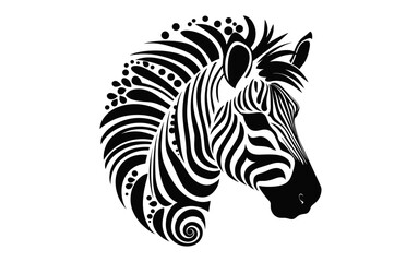 Zebra Mandala Silhouette Vector art, Zebra black Silhouette Clipart