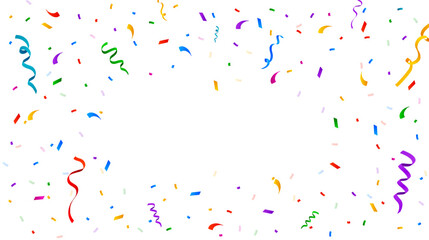 Colorful confetti isolated on white background. Ribbon decoration element. Holiday, birthday and party. Vector illustration