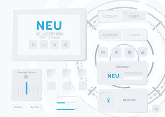 3D Neumorphic Soft UI Design. 3D Bottons.