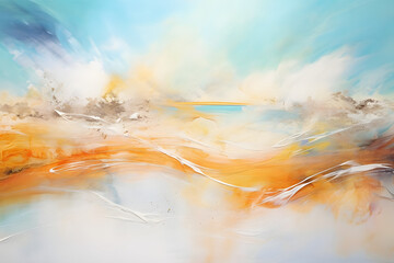 Heavenly Coastal Haven, abstract landscape art, painting background, wallpaper, generative ai