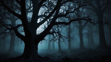 Night Forest with Trees