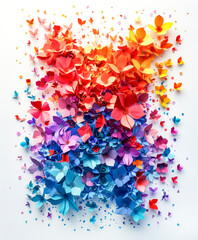 Colorful Paper Flowers Art Installation.