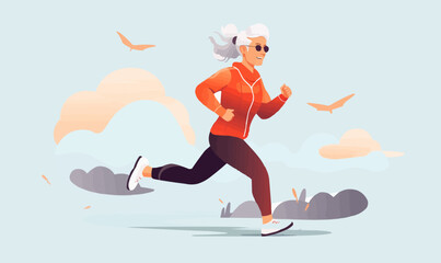 Fototapeta premium old lady vector flat minimalistic isolated illustration