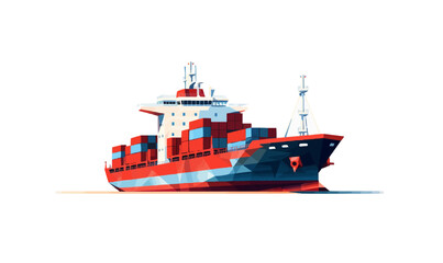 Cargo ship isolated vector style on isolated background illustration --