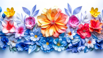 Warm to Cool Gradient of Paper Floral Artwork.