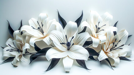 Monochromatic Paper Flowers in Black and White.