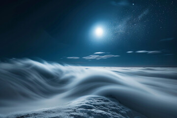 Ethereal wisps of fog dancing in the moonlight, - obrazy, fototapety, plakaty
