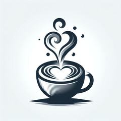 cup of coffee, logo - obrazy, fototapety, plakaty