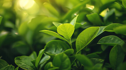 detailed close - up of green foliage on bright background