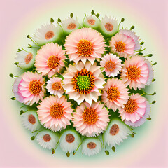 Blissful Pink Blooms: Quality Top-View Image of Flowers on Light Pink Background
