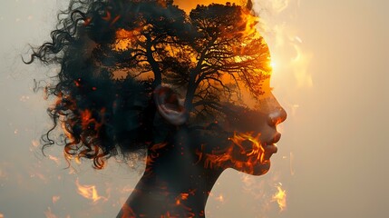 Awe-Inspiring Fusion: Human and Nature Merge in Artful Double Exposure