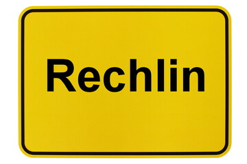 Illustration eines Ortsschildes der Gemeinde Rechlin in Mecklenburg-Vorpommern