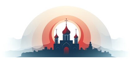 Minimalist Orthodox icon design, serene colors, wide text area, immaculate white background