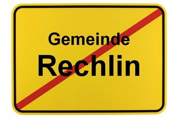 Illustration eines Ortsschildes der Gemeinde Rechlin in Mecklenburg-Vorpommern