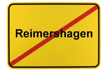 Illustration eines Ortsschildes der Gemeinde Reimershagen in Mecklenburg-Vorpommern