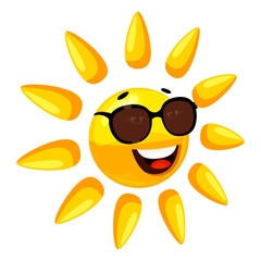 Sun in sunglasses character smiley cartoon
