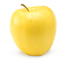 single yellow apple isolated on white background. clipping path