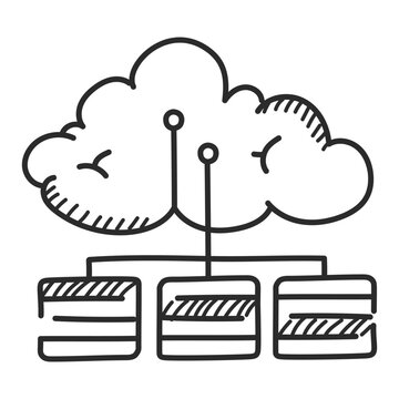 Generative artificial intelligence related icon vector isolated. Doodle illustration, concept of modern technology. AI innovation. Cloud computing