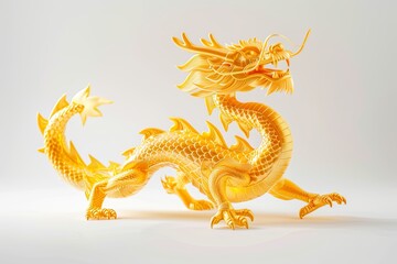 Golden Chinese Dragon: Majestic 3D Rendered Artwork