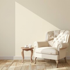 Classic Elegance: Clean Wall with Soft Tones for Versatile Design Usage
