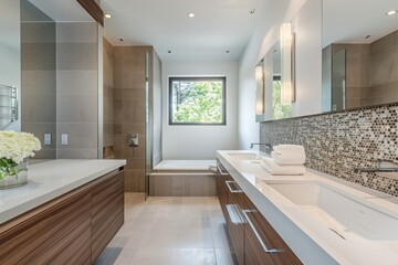 bathroom interior with a floating vanity