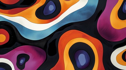 Retro colorful lick shiny abstract shapes pattern illustration poster background - obrazy, fototapety, plakaty