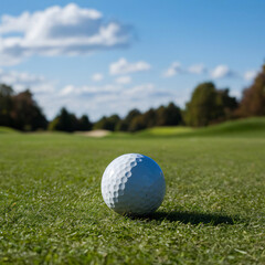 golf ball on the velvety fairway on golf course