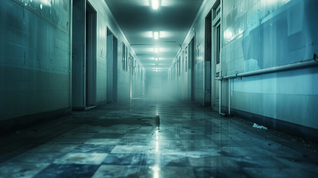 Urban Exploration in a Haunted Hospital with Paranormal Phenomena - Adventurous explorers encountering unexplained paranormal phenomena in an abandoned hospital.