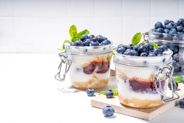 Layered blueberry parfait dessert