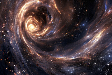 Cosmic vortex filled with swirling, glittering stardust.