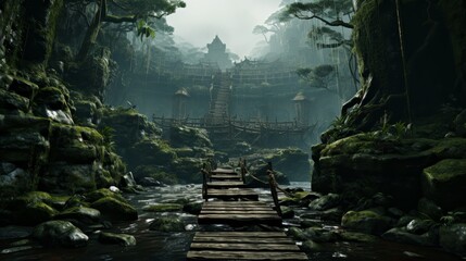 pathway to temple in jungle
