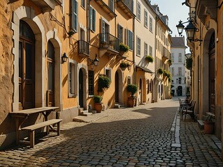 3D rendering, Exploring Old Town Charm: Architectural Marvels and Narrow Streets of Historic European Cities