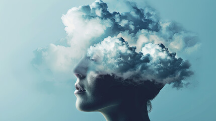 Thought process concept, brain buzzing with thoughts in the form of smoke