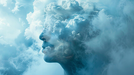 Thought process concept, brain buzzing with thoughts in the form of smoke