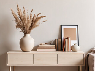 Elegant Simplicity, Beige Sideboard and Decor Accents