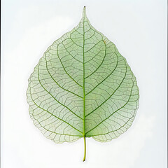 Naklejka na ściany i meble macro shot of green leaf veins on white backdrop