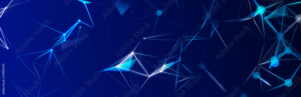 Poster polygonal background with dots and lines. network connection structure. science and technology. 3d