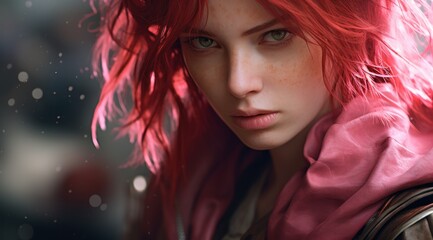 Mysterious woman with vibrant red hair