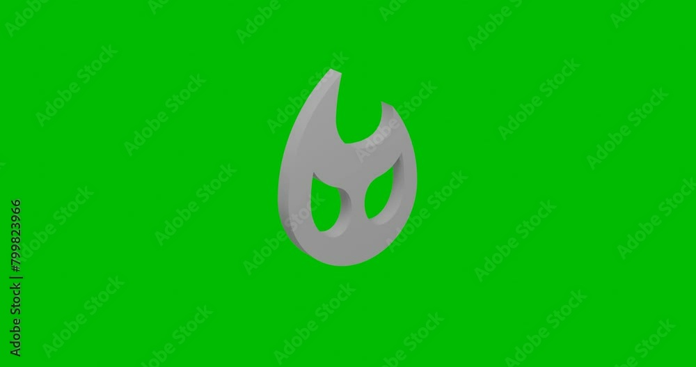 Poster animation of rotation of a white fire symbol with shadow. simple and complex rotation. seamless loop
