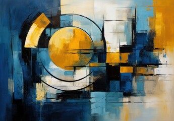 Abstract Geometric Cityscape Painting